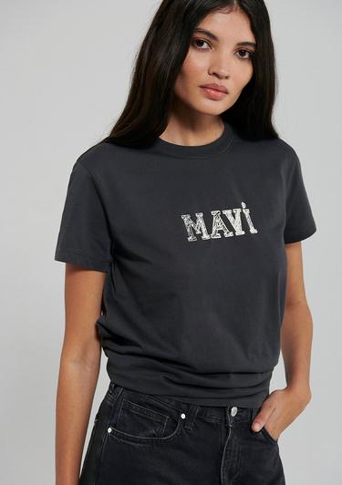  Mavi Mavi Logo Baskılı Gri Tişört Regular Fit / Normal Kesim 1612232-34853