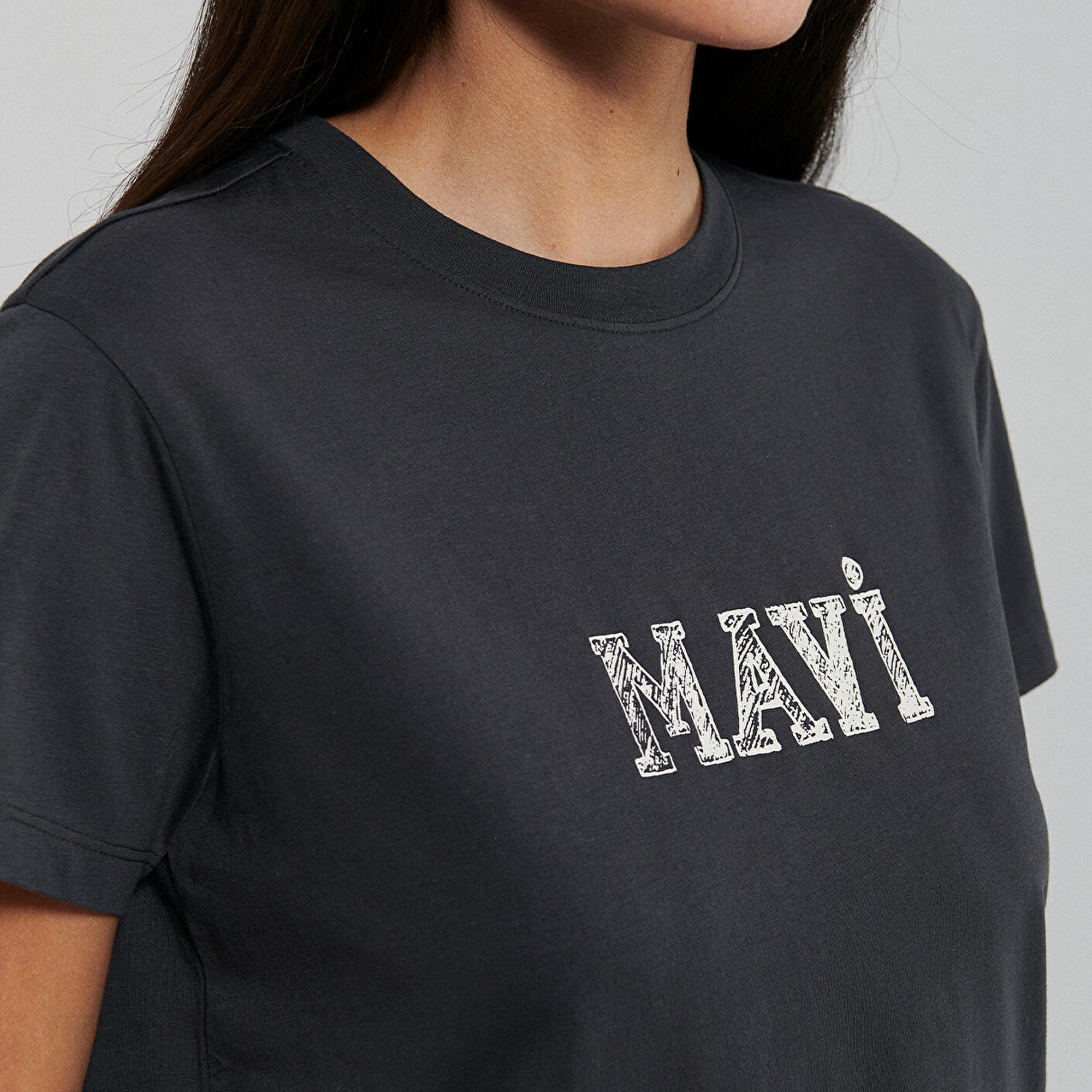 Mavi Mavi Logo Baskılı Gri Tişört Regular Fit / Normal Kesim 1612232-34853