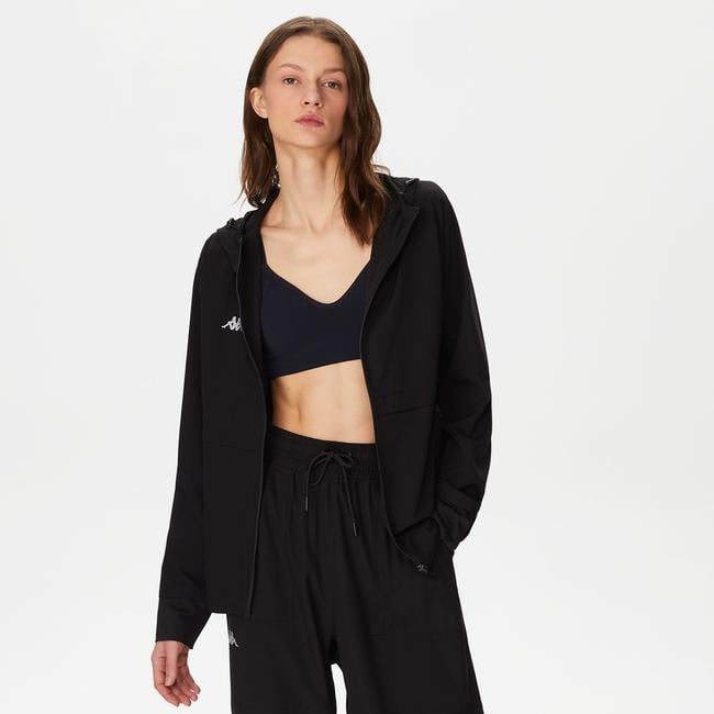  Kappa Logo Tama Kadın Siyah Outdoor Yağmurluk