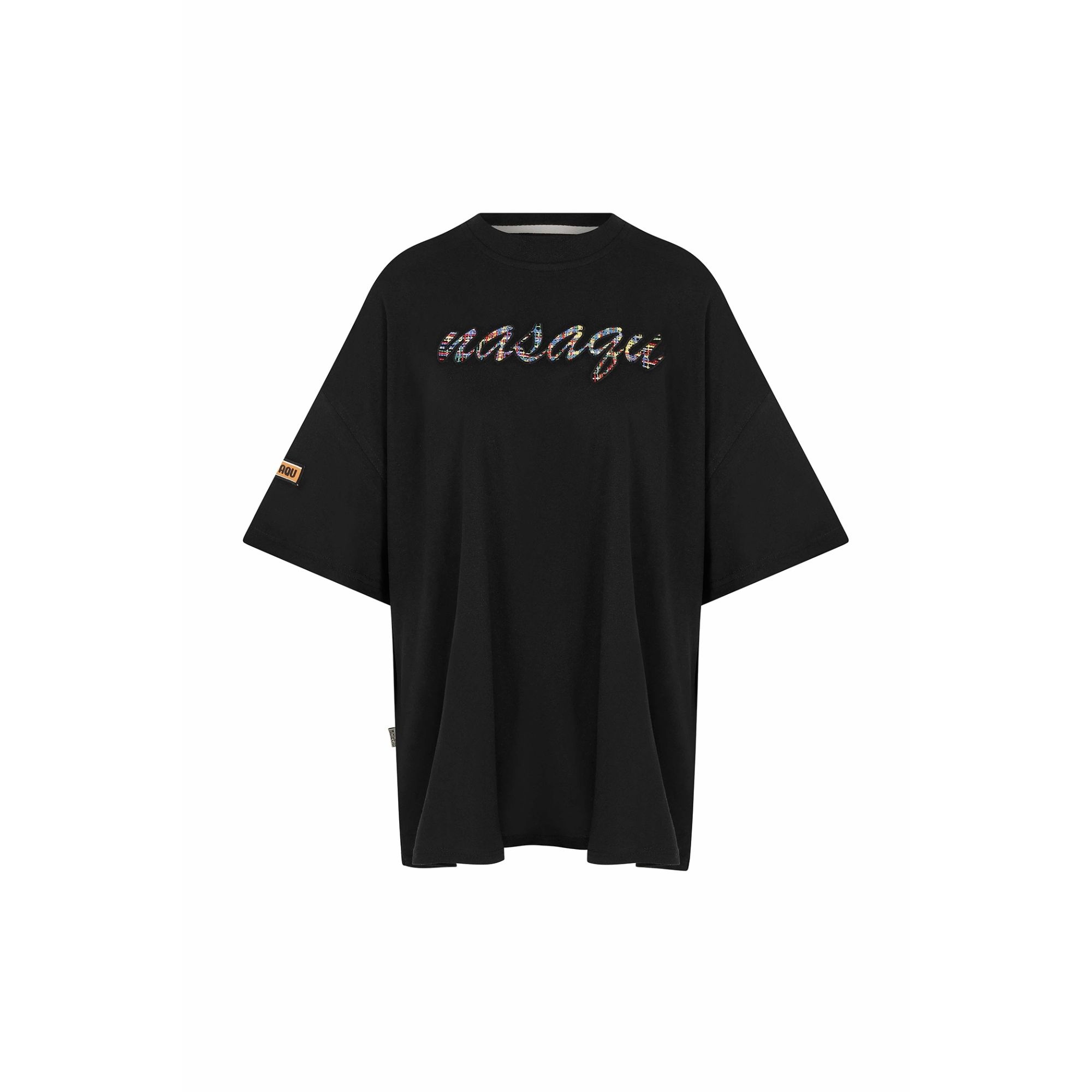 Nasaqu Kadın Zini Süper Oversize Sırtı Yırtmaçlı Siyah T-Shirt