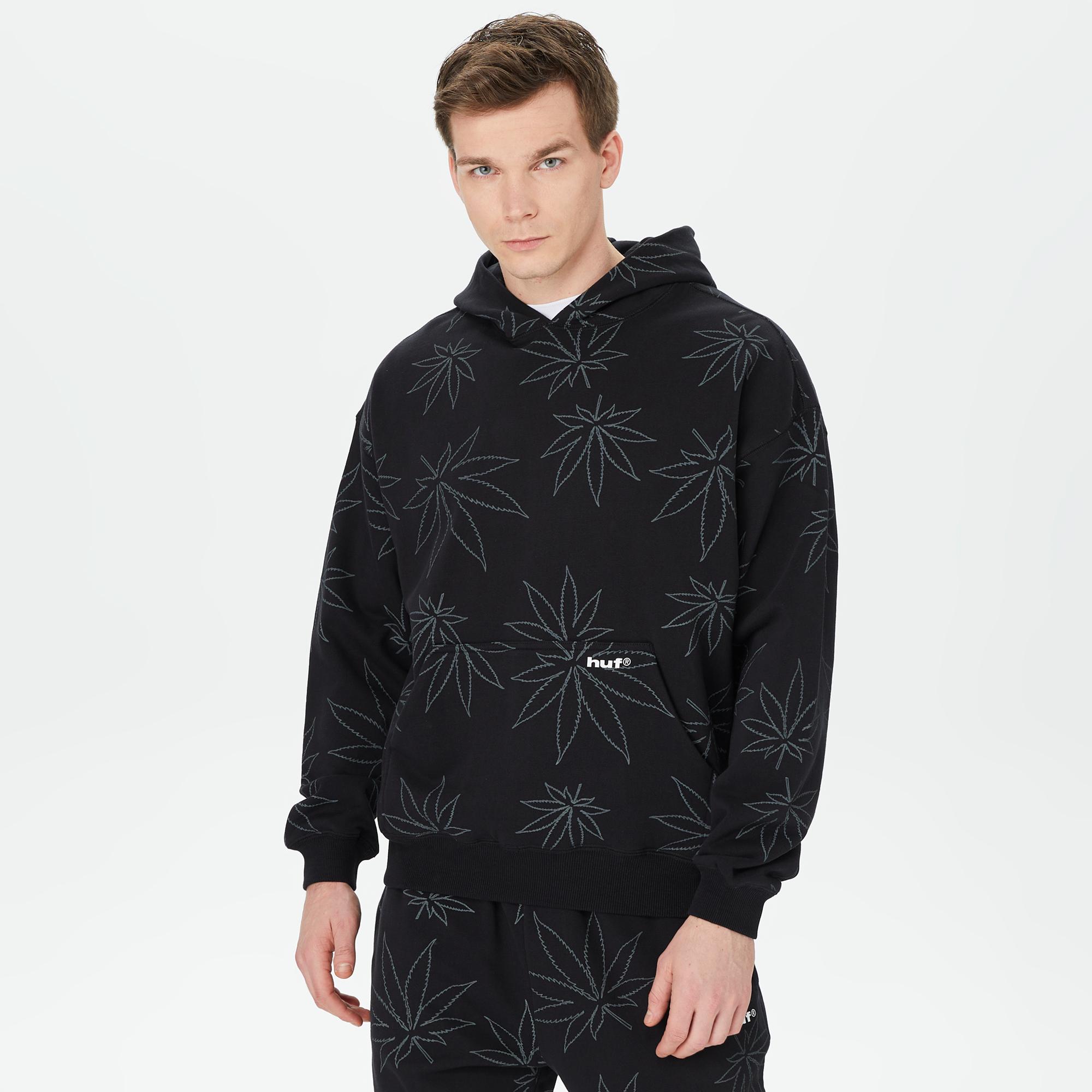 HUF Plantlife Erkek Siyah Hoodie
