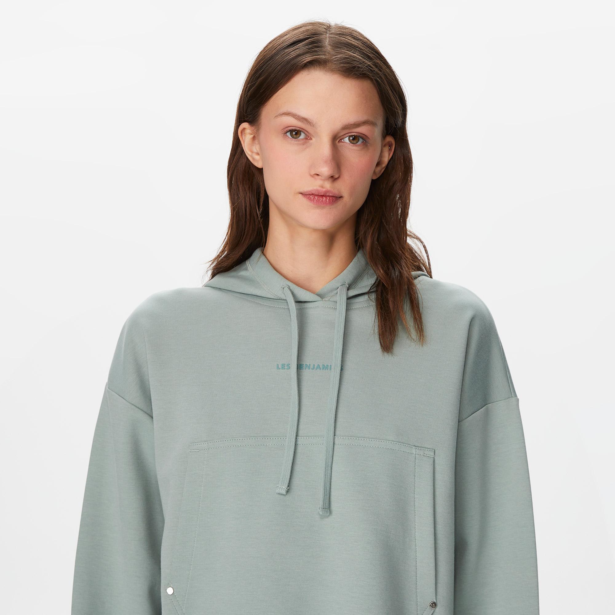 Les Benjamins 403 Kadın Yeşil Hoodie Sweatshirt