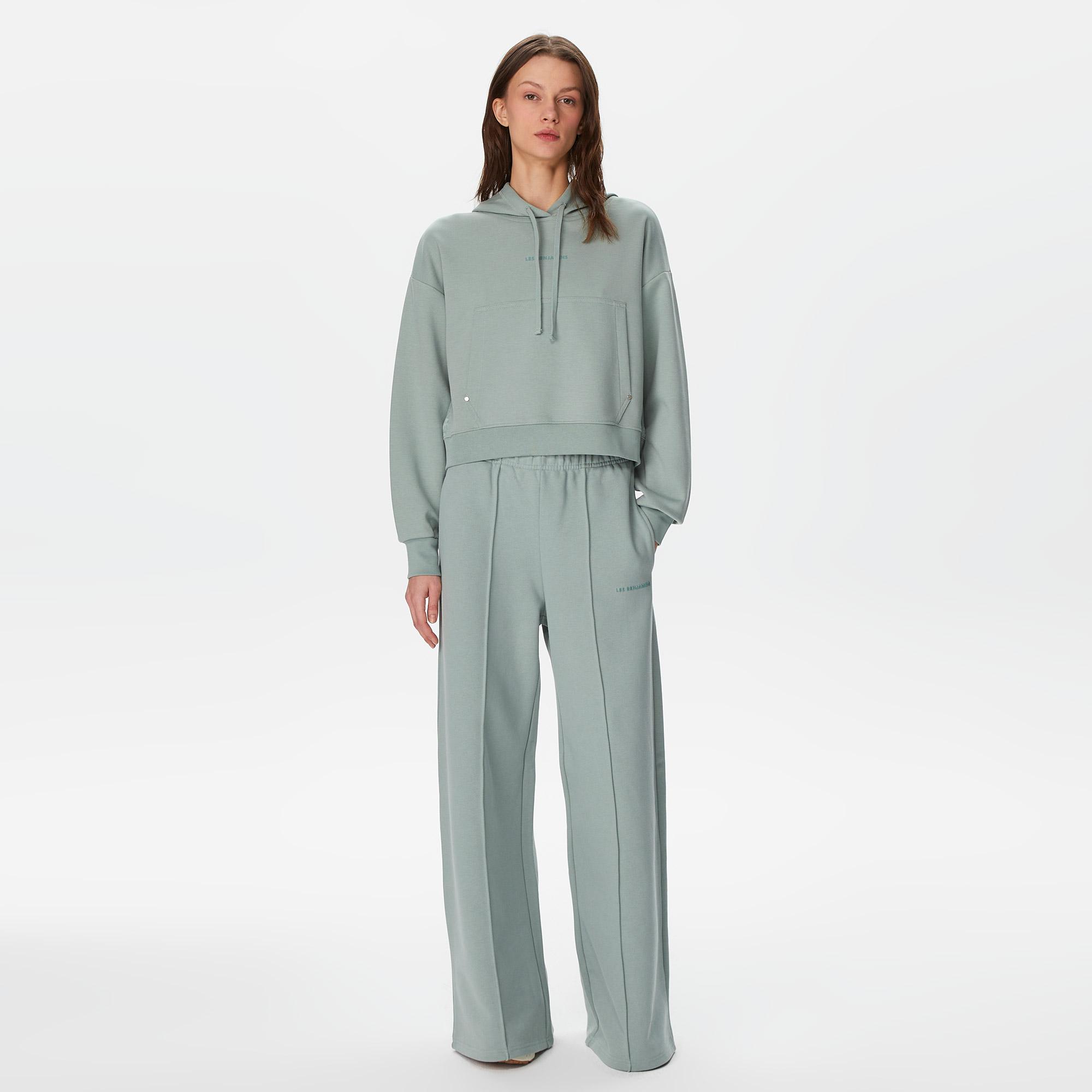 Les Benjamins 403 Kadın Yeşil Hoodie Sweatshirt