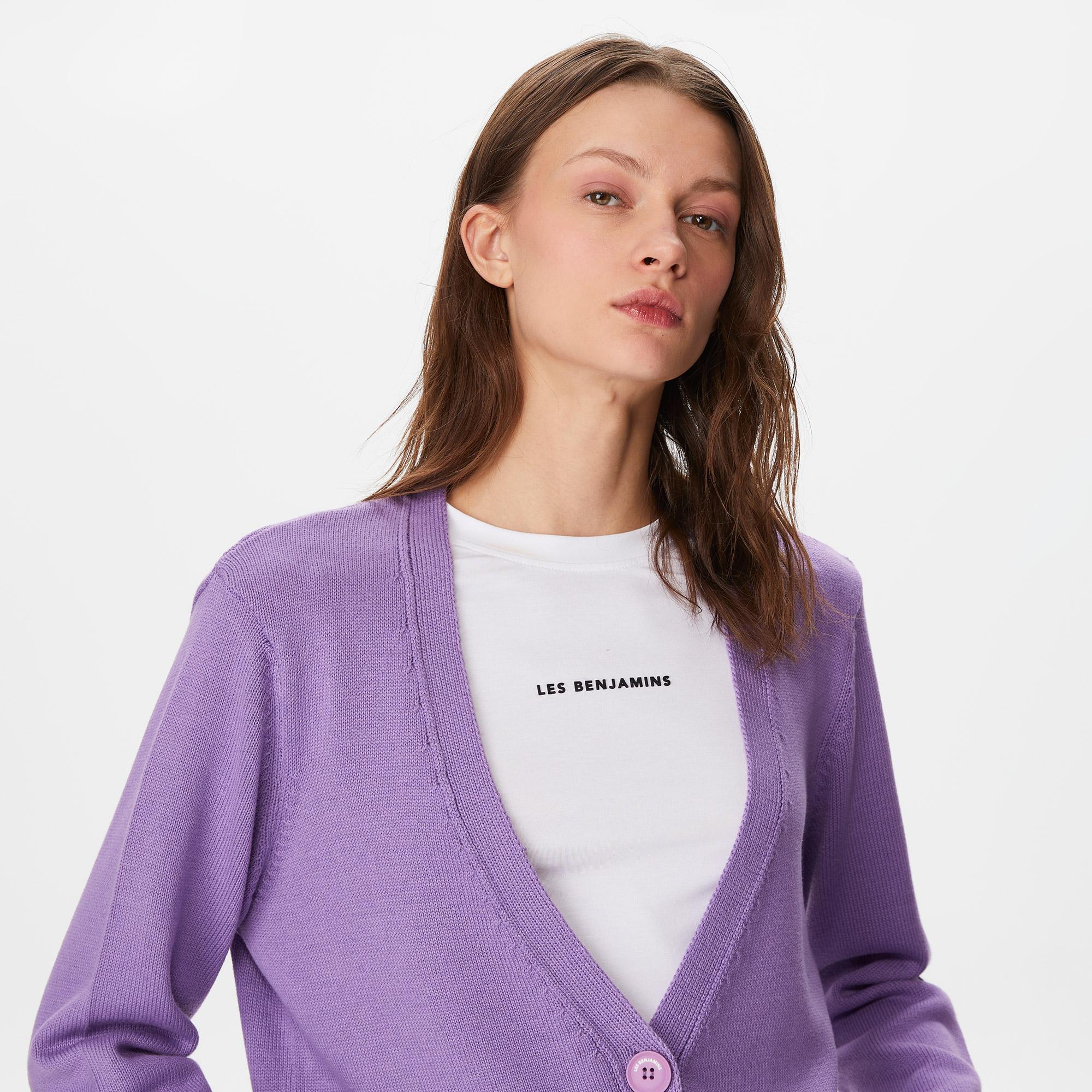 Les Benjamins Cardigan 304 Kadın Mor Hırka