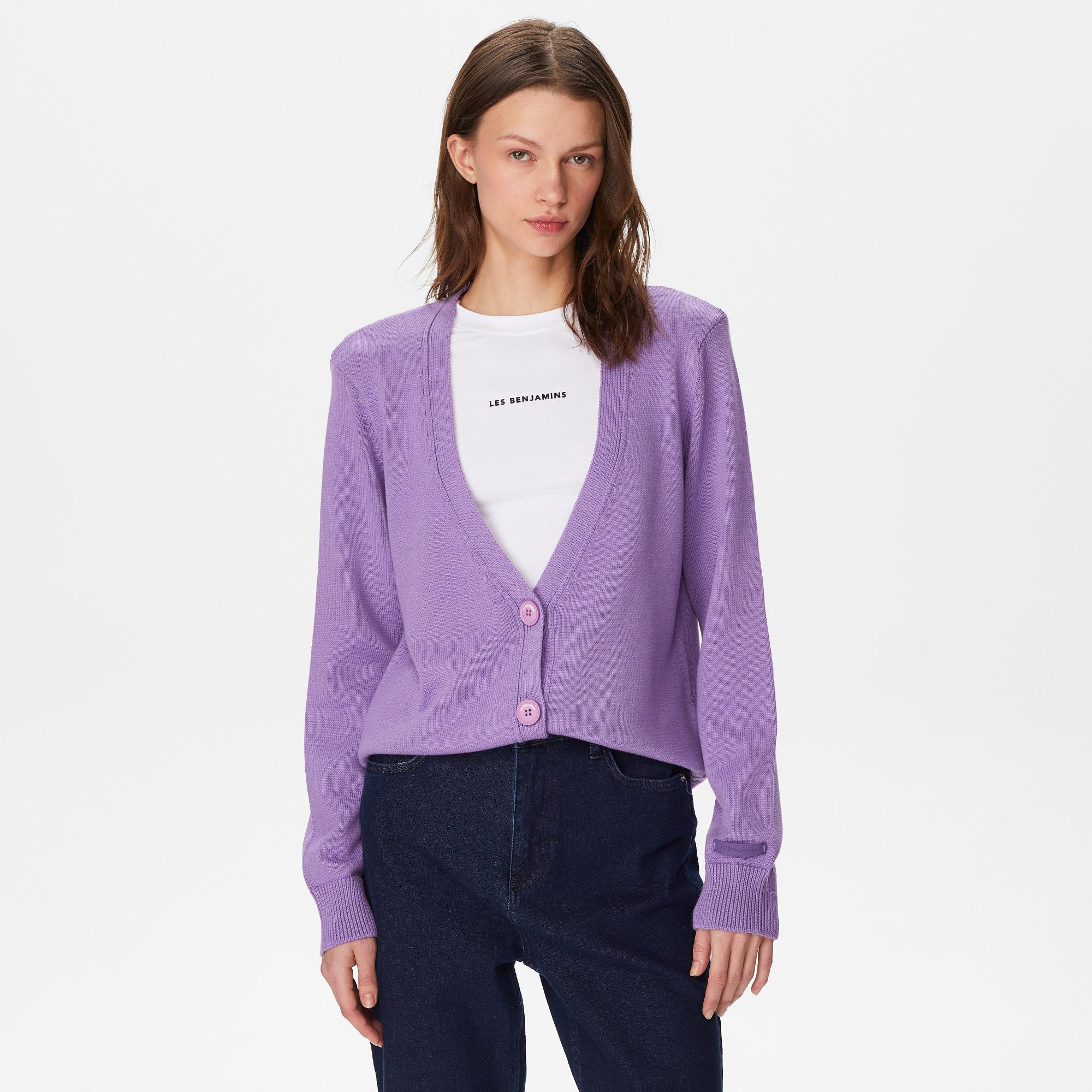 Les Benjamins Cardigan 304 Kadın Mor Hırka