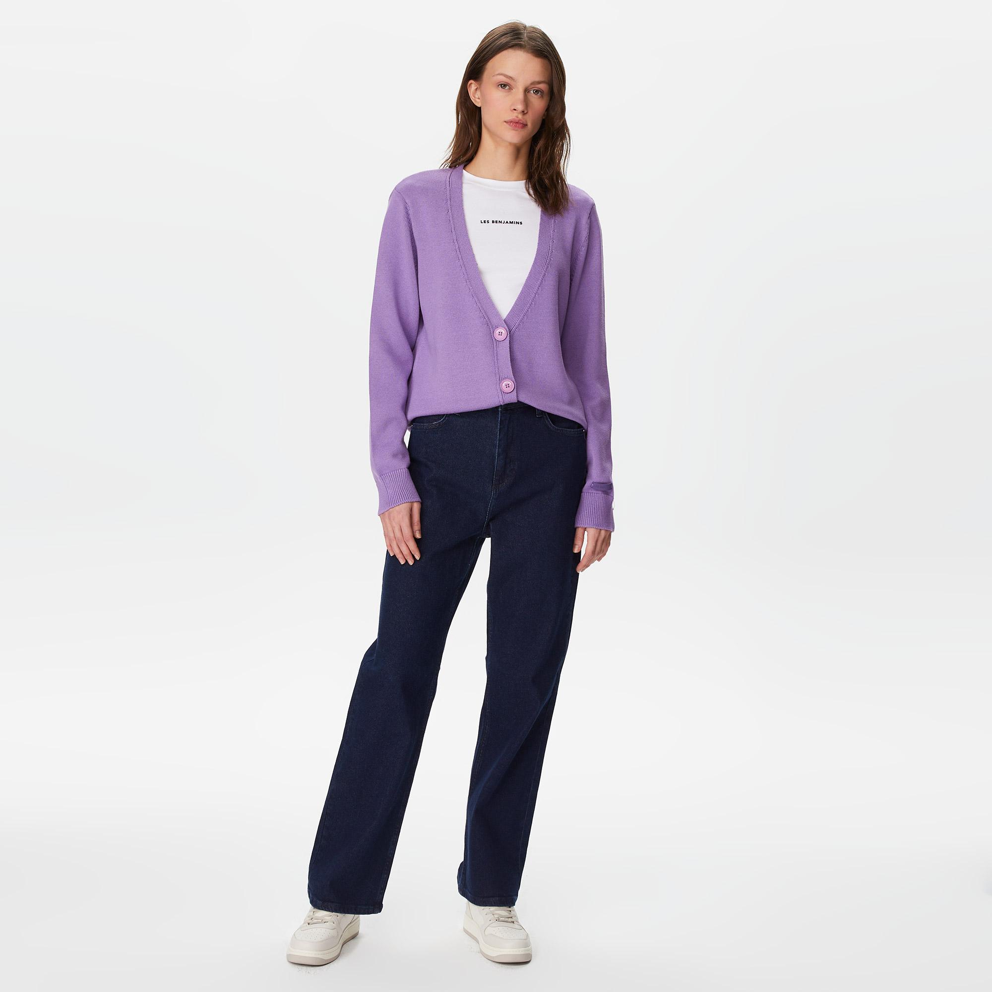 Les Benjamins Cardigan 304 Kadın Mor Hırka