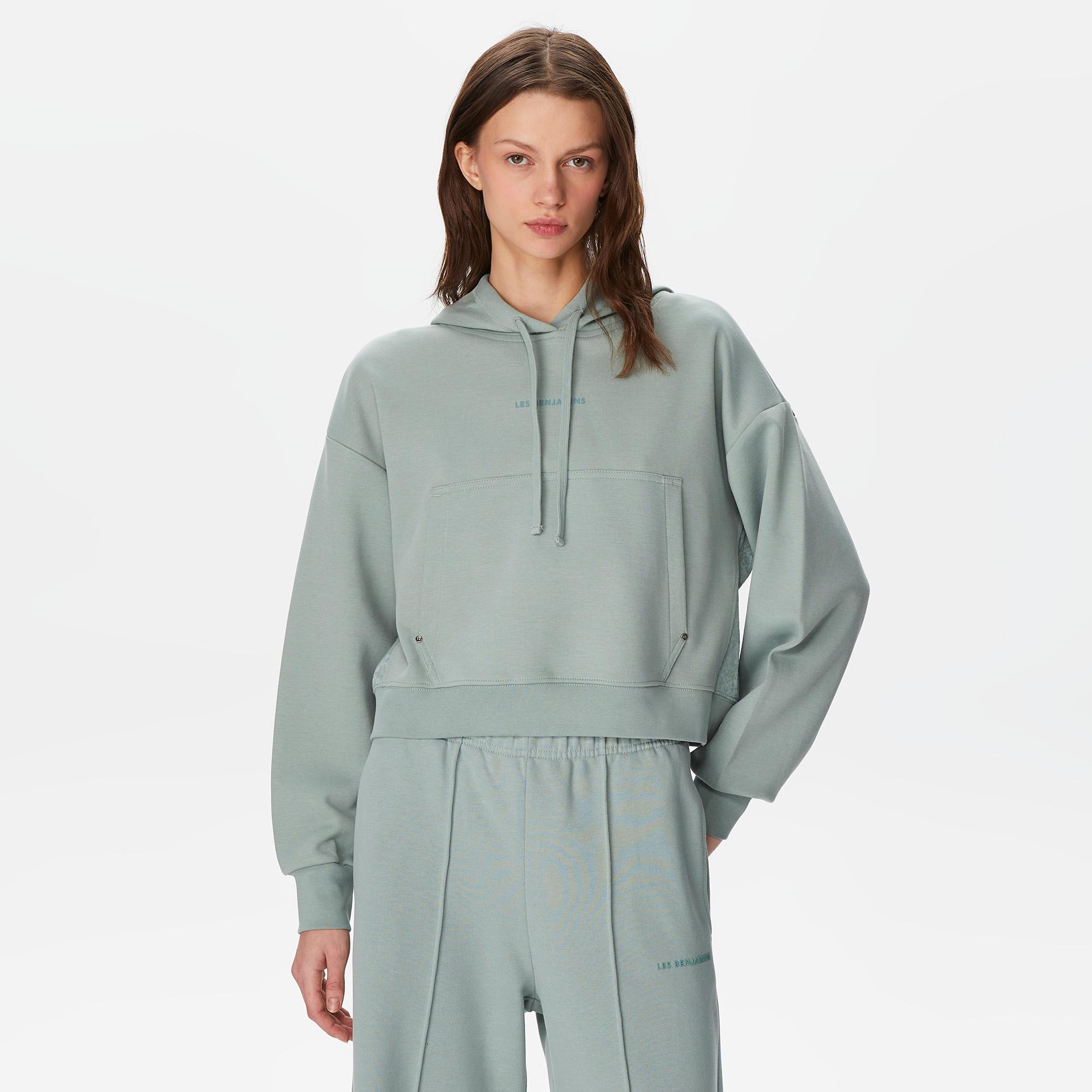 Les Benjamins 403 Kadın Yeşil Hoodie Sweatshirt