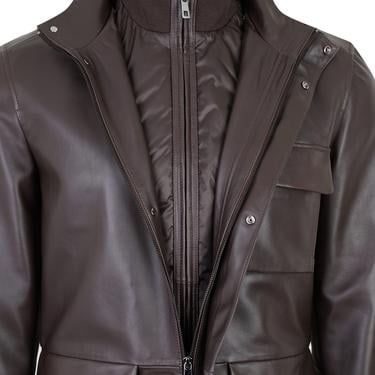  Adahy Kahve Erkek Deri Mont