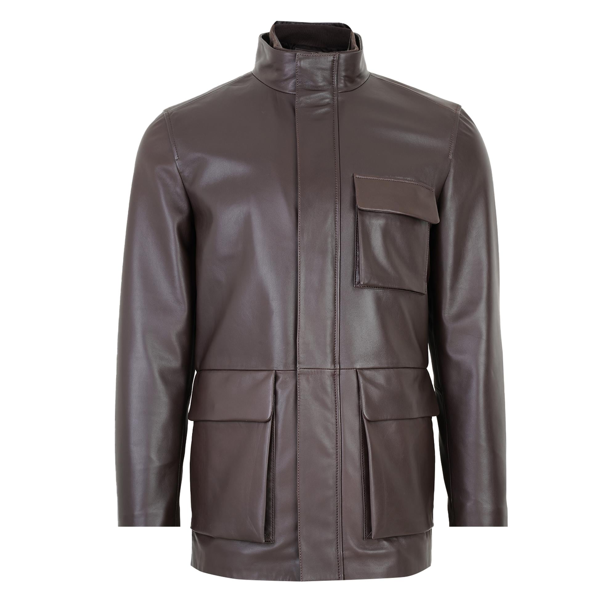 Adahy Kahve Erkek Deri Mont