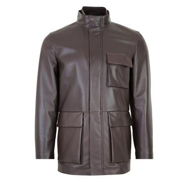  Adahy Kahve Erkek Deri Mont