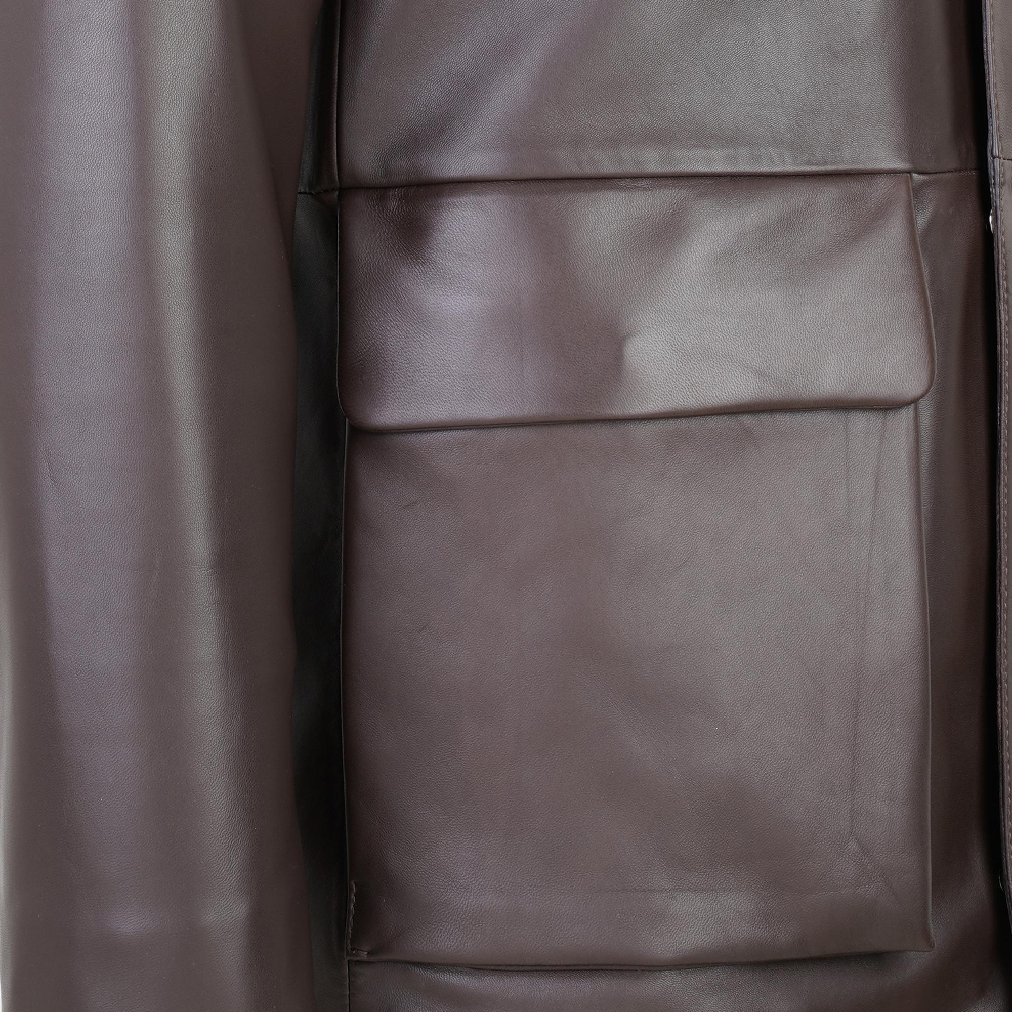 Adahy Kahve Erkek Deri Mont