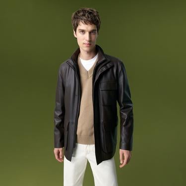  Adahy Kahve Erkek Deri Mont