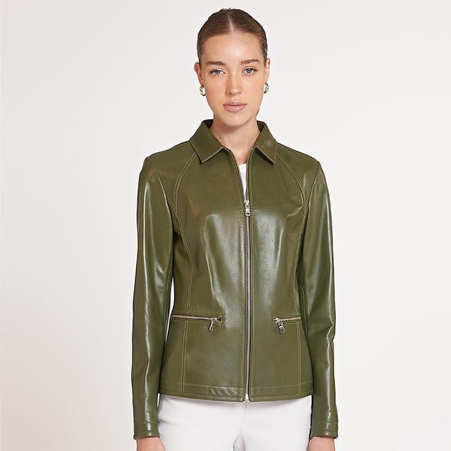  Alda Kadın Gömlek Yakalı Deri Ceket