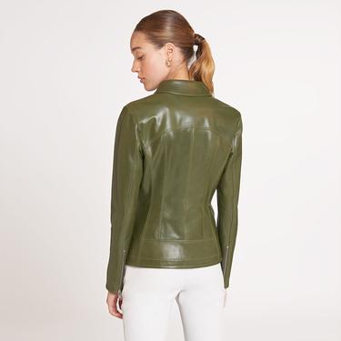  Alda Kadın Gömlek Yakalı Deri Ceket