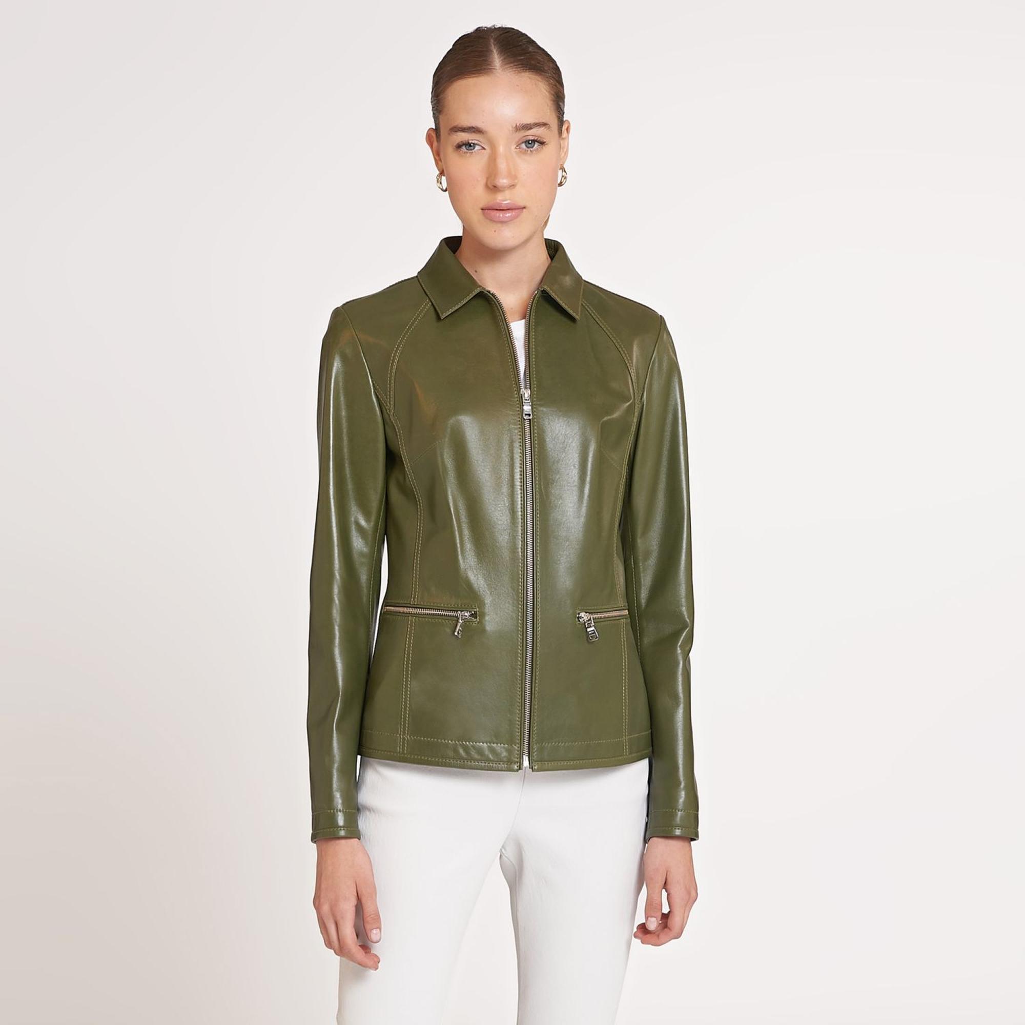 Alda Kadın Gömlek Yakalı Deri Ceket