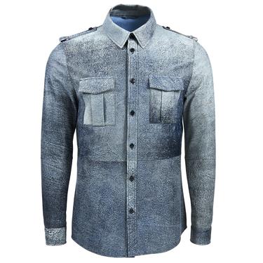  Lacivert Afshin Erkek Deri Gömlek