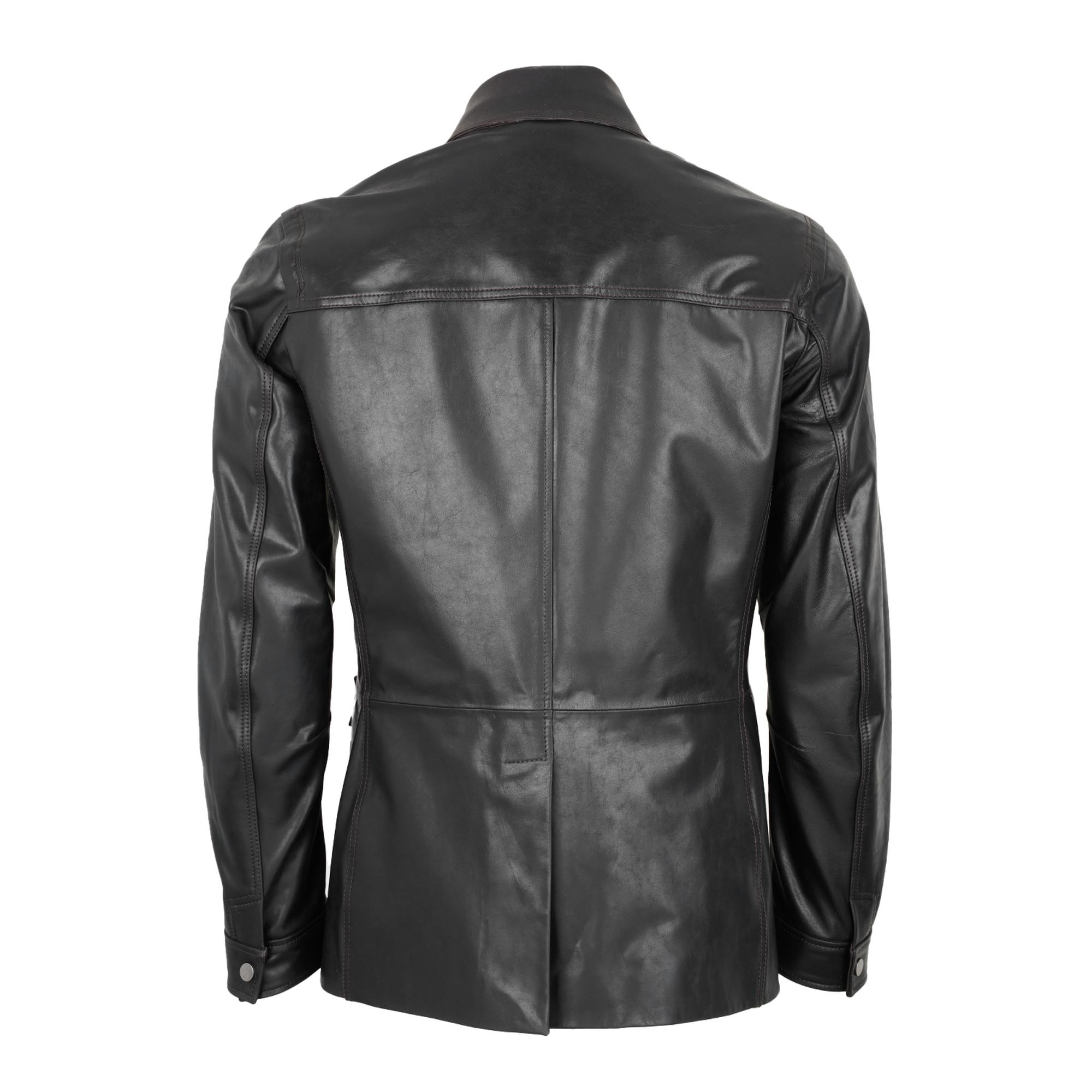 Briton Koyu Kahve Erkek Deri Mont