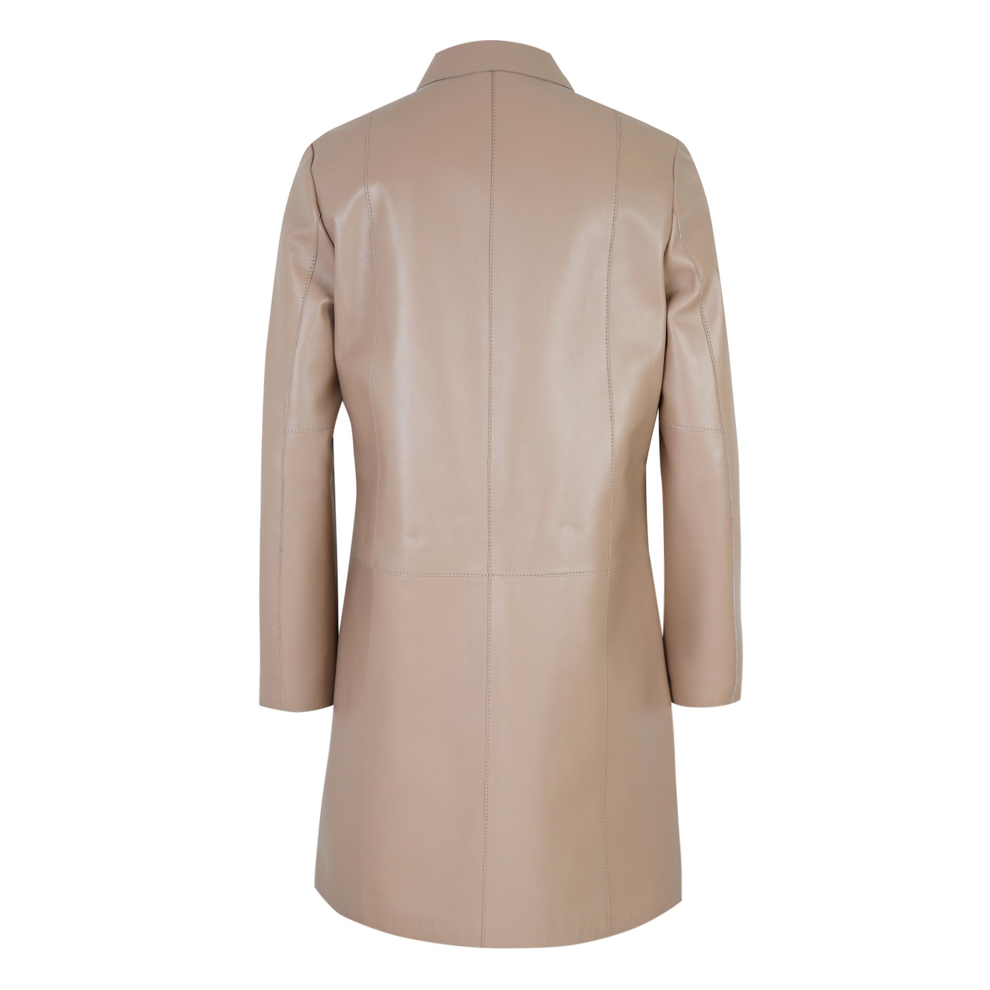 Catori Bej Kadın Deri Trençkot