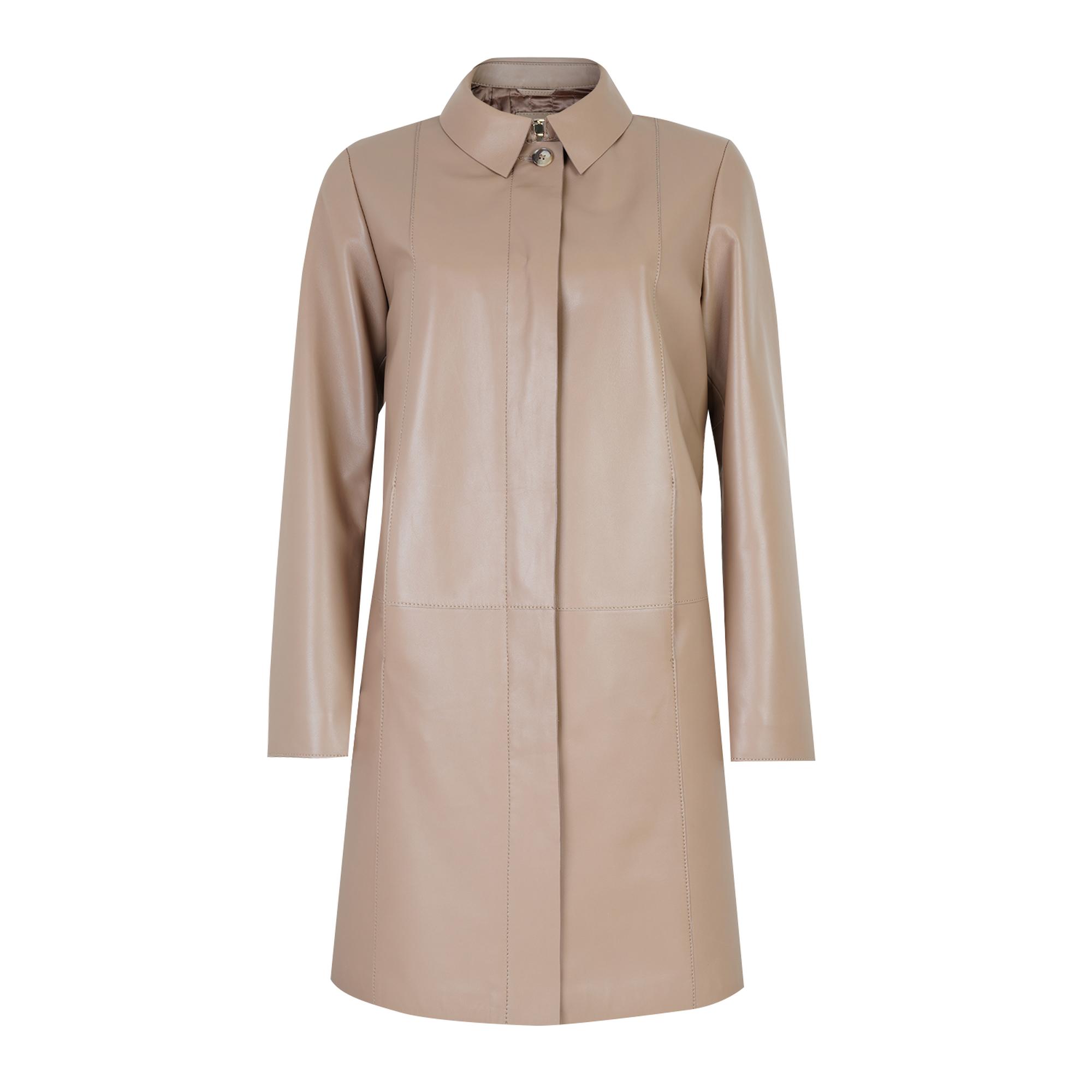 Catori Bej Kadın Deri Trençkot