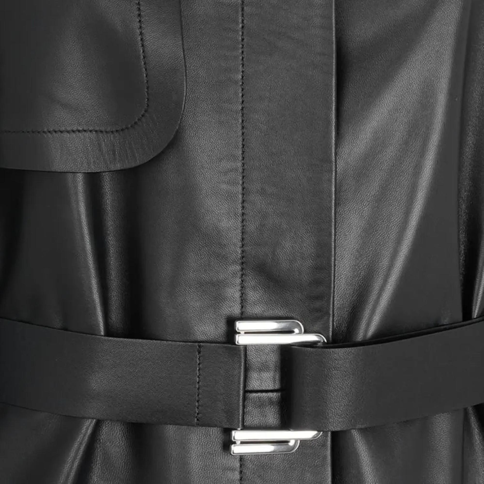 Laira Siyah Kadın Deri Trençkot