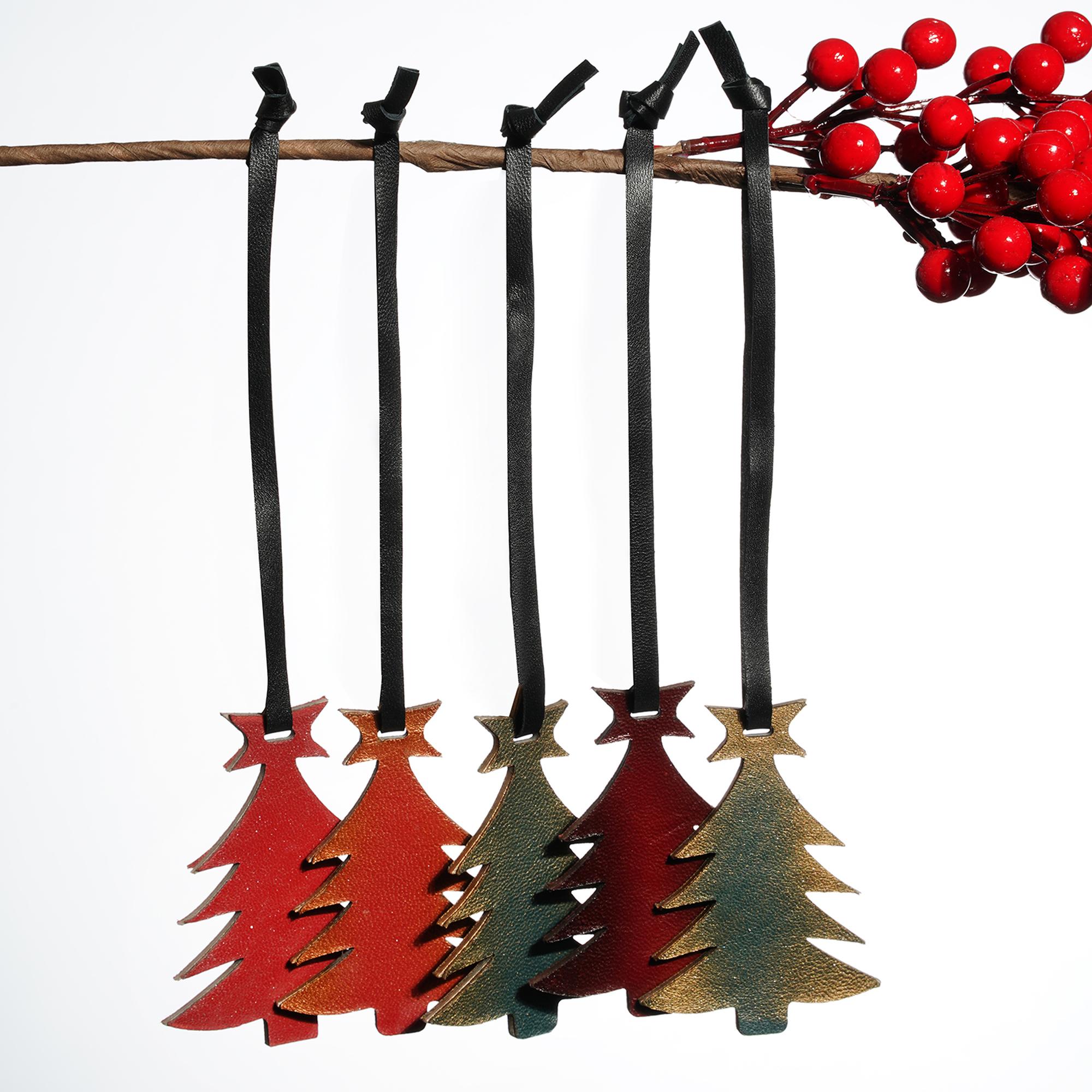 Yılbaşı Çam Ağacı Deri Anahtarlık