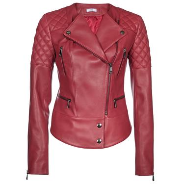  Kırmızı Adonita Kadın Deri Mont