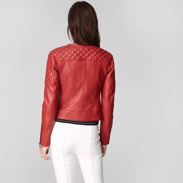  Kırmızı Adonita Kadın Deri Mont