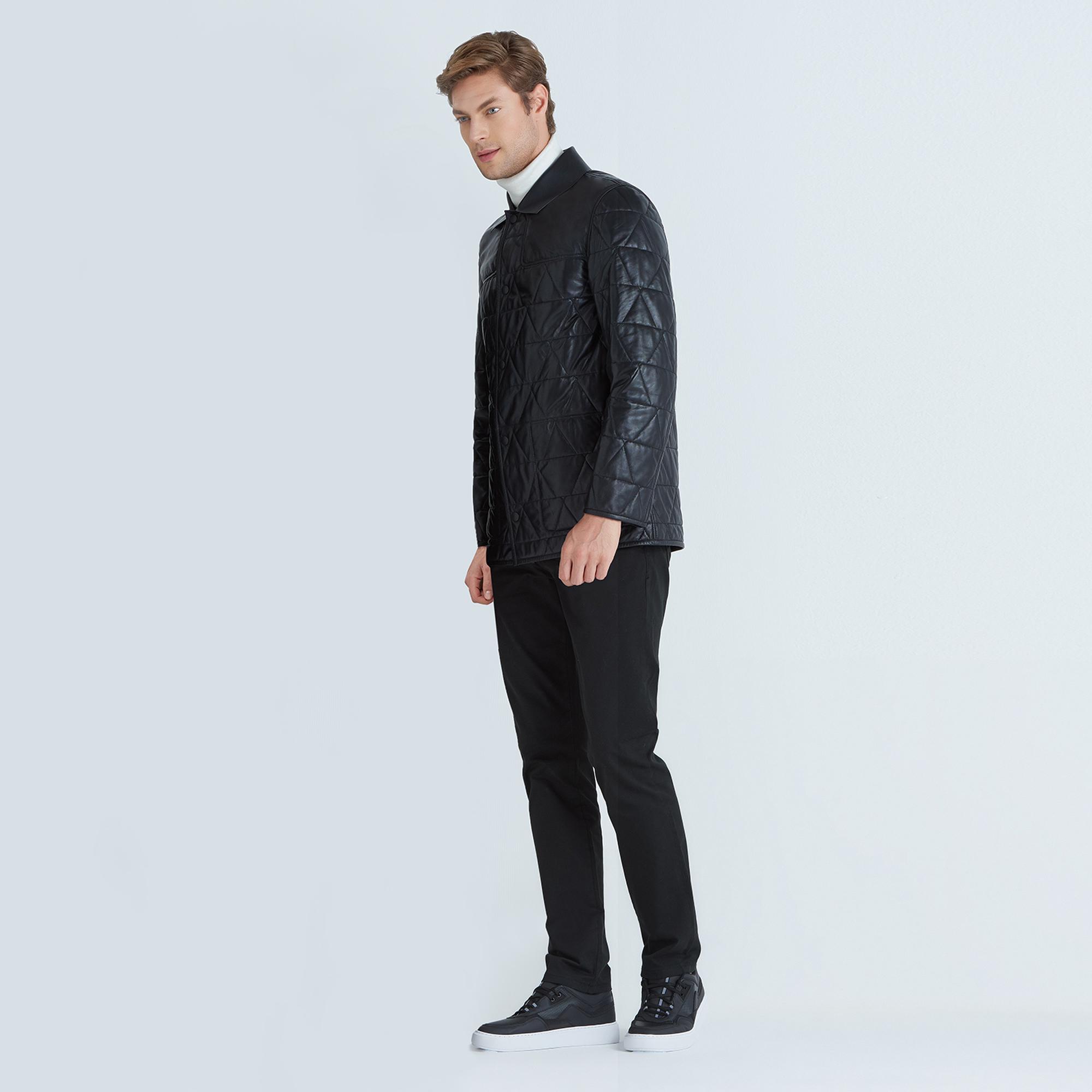 Siyah Maurio Erkek Deri Mont