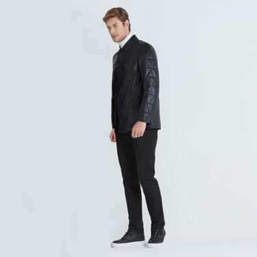  Siyah Maurio Erkek Deri Mont