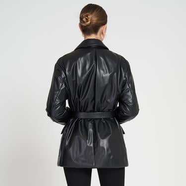  Lena Siyah Kadın Puffer Deri Kaban