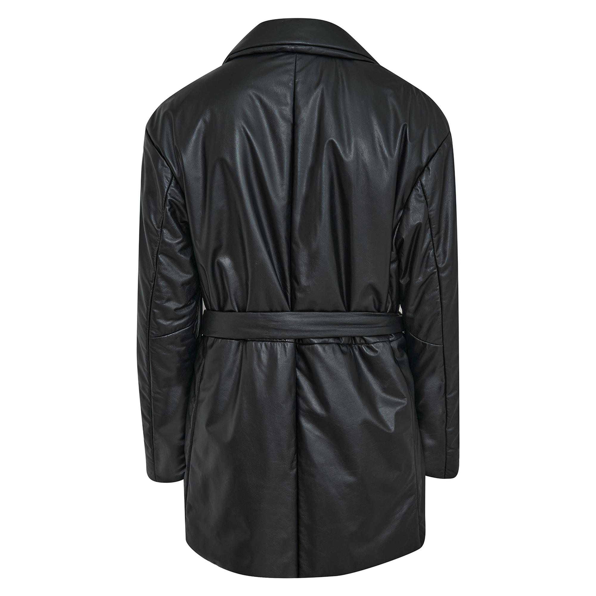 Lena Siyah Kadın Puffer Deri Kaban