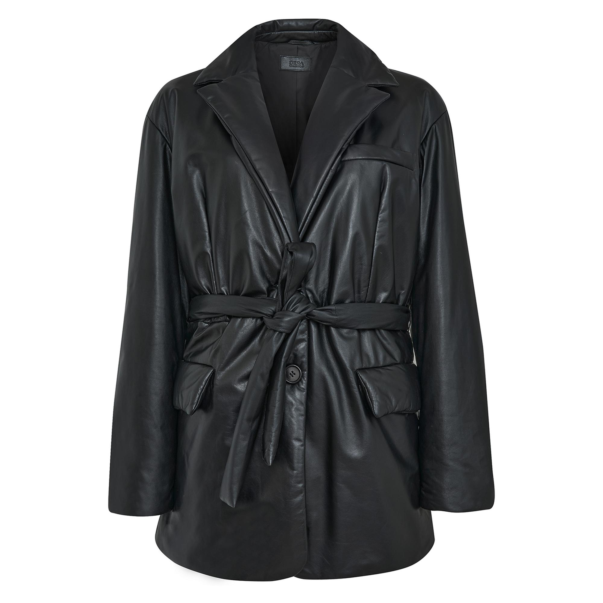 Lena Siyah Kadın Puffer Deri Kaban