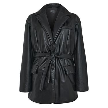  Lena Siyah Kadın Puffer Deri Kaban