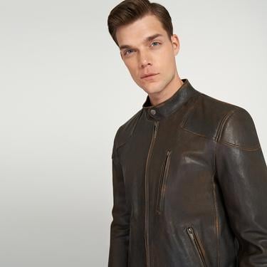  Zenon Siyah Erkek Vintage Deri Ceket