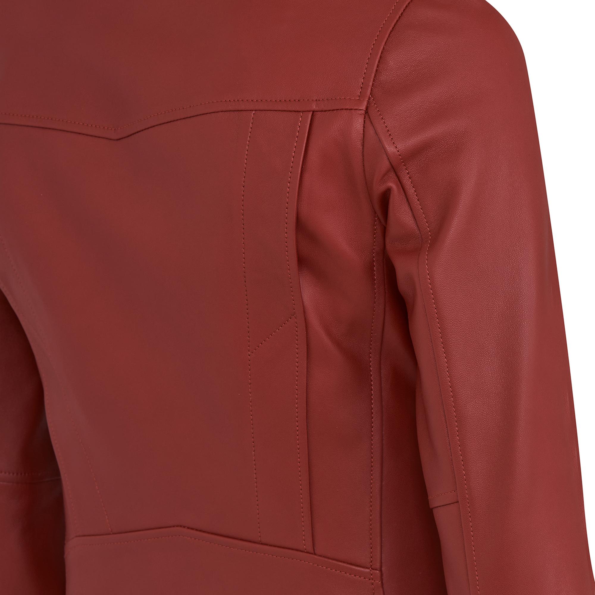 Amelia Kırmızı Kadın Biker Deri Ceket