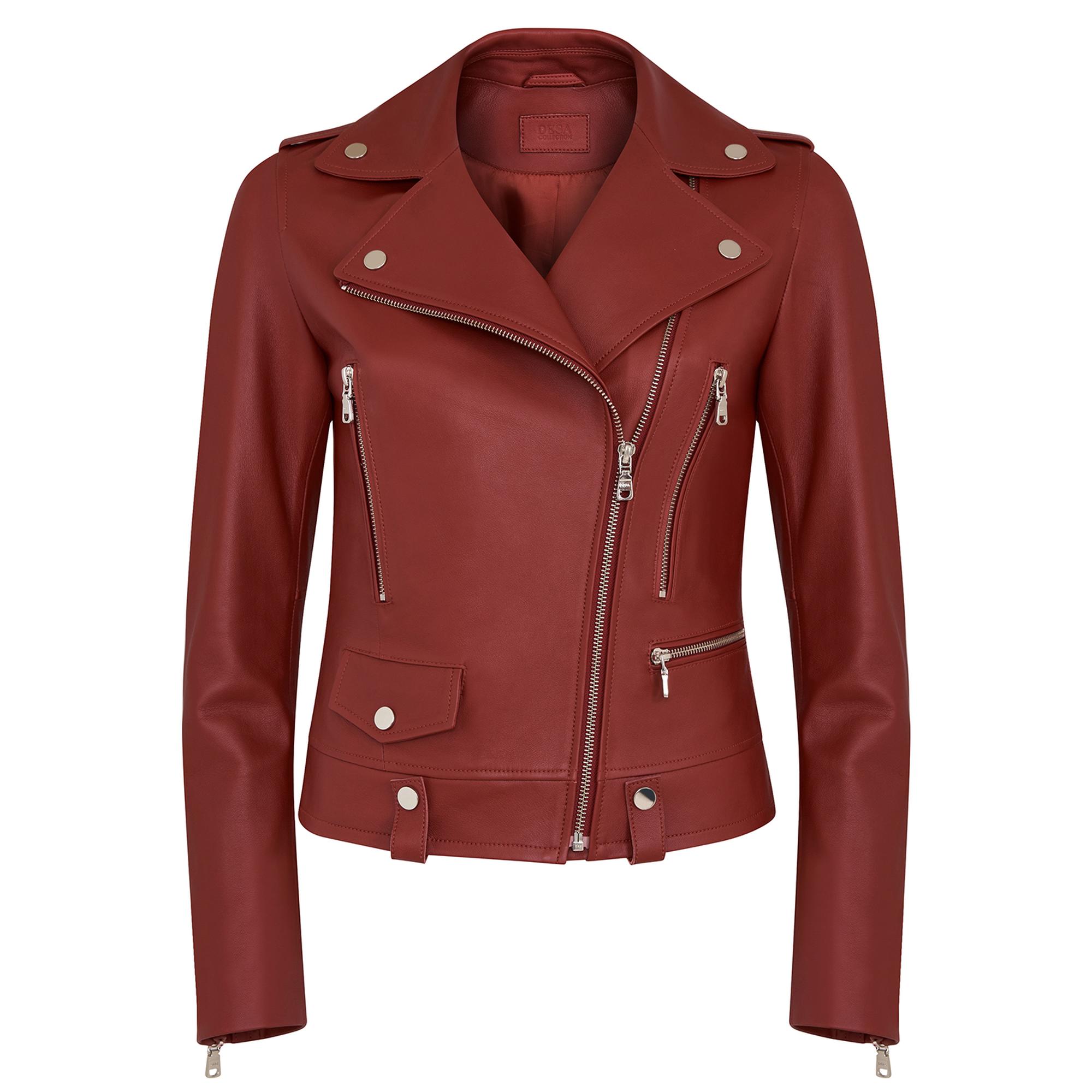 Amelia Kırmızı Kadın Biker Deri Ceket