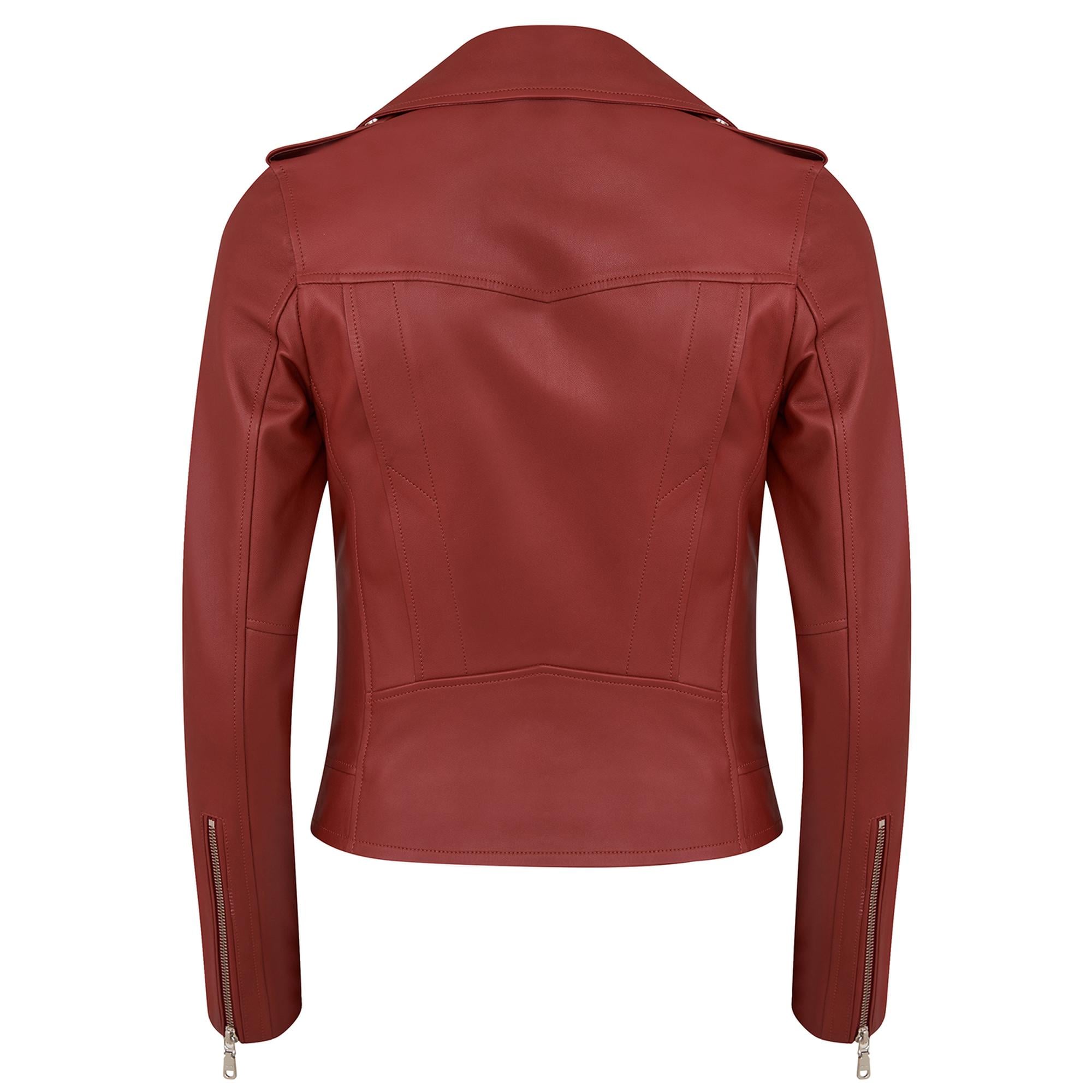 Amelia Kırmızı Kadın Biker Deri Ceket