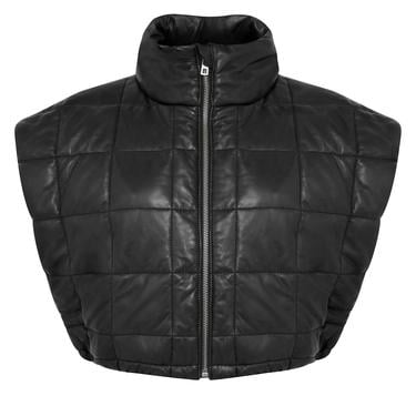  Marquise Siyah Kadın Kısa Puffer Deri Yelek