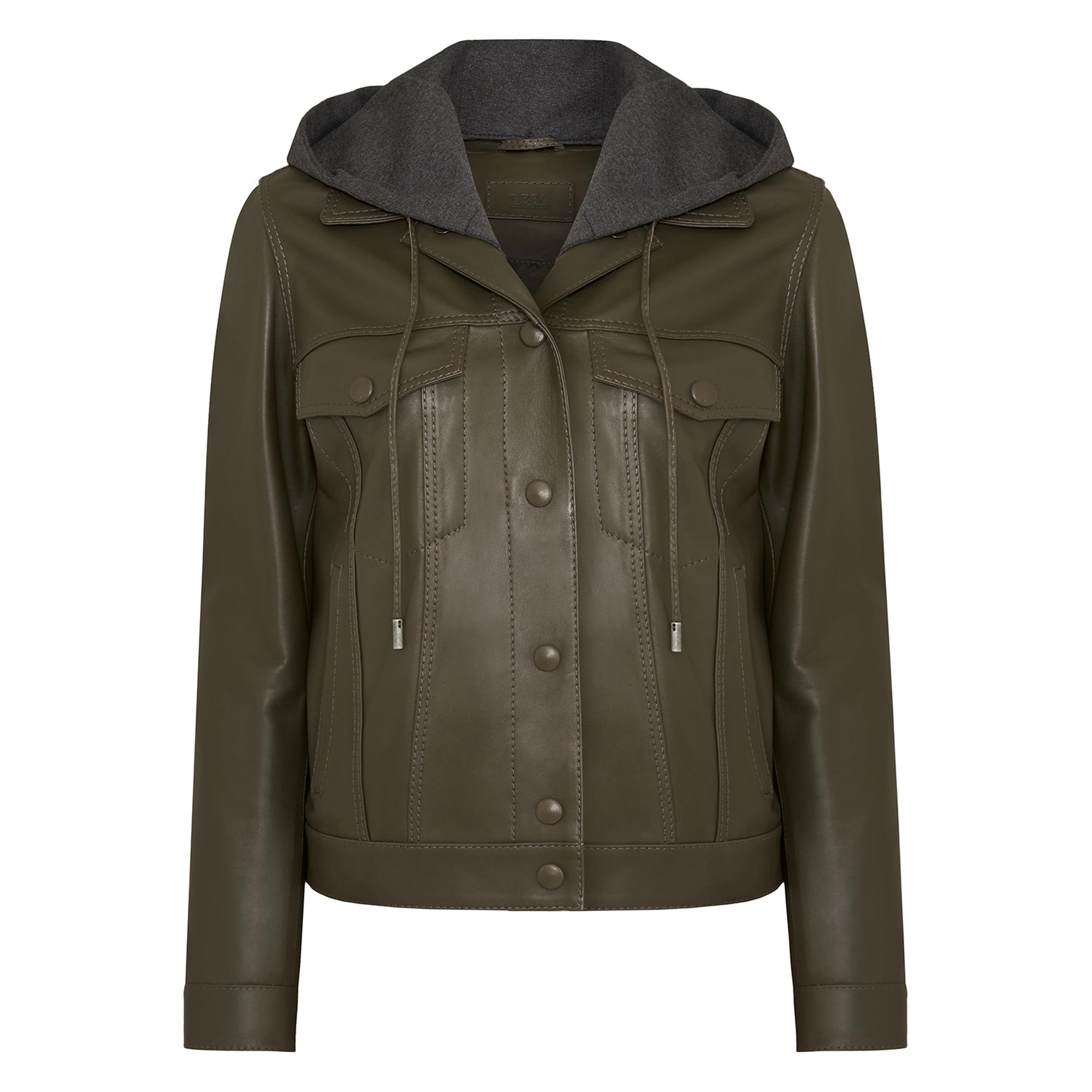 Alicia Haki Kadın Deri Kapüşonlu Ceket