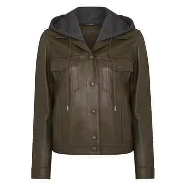  Alicia Haki Kadın Deri Kapüşonlu Ceket