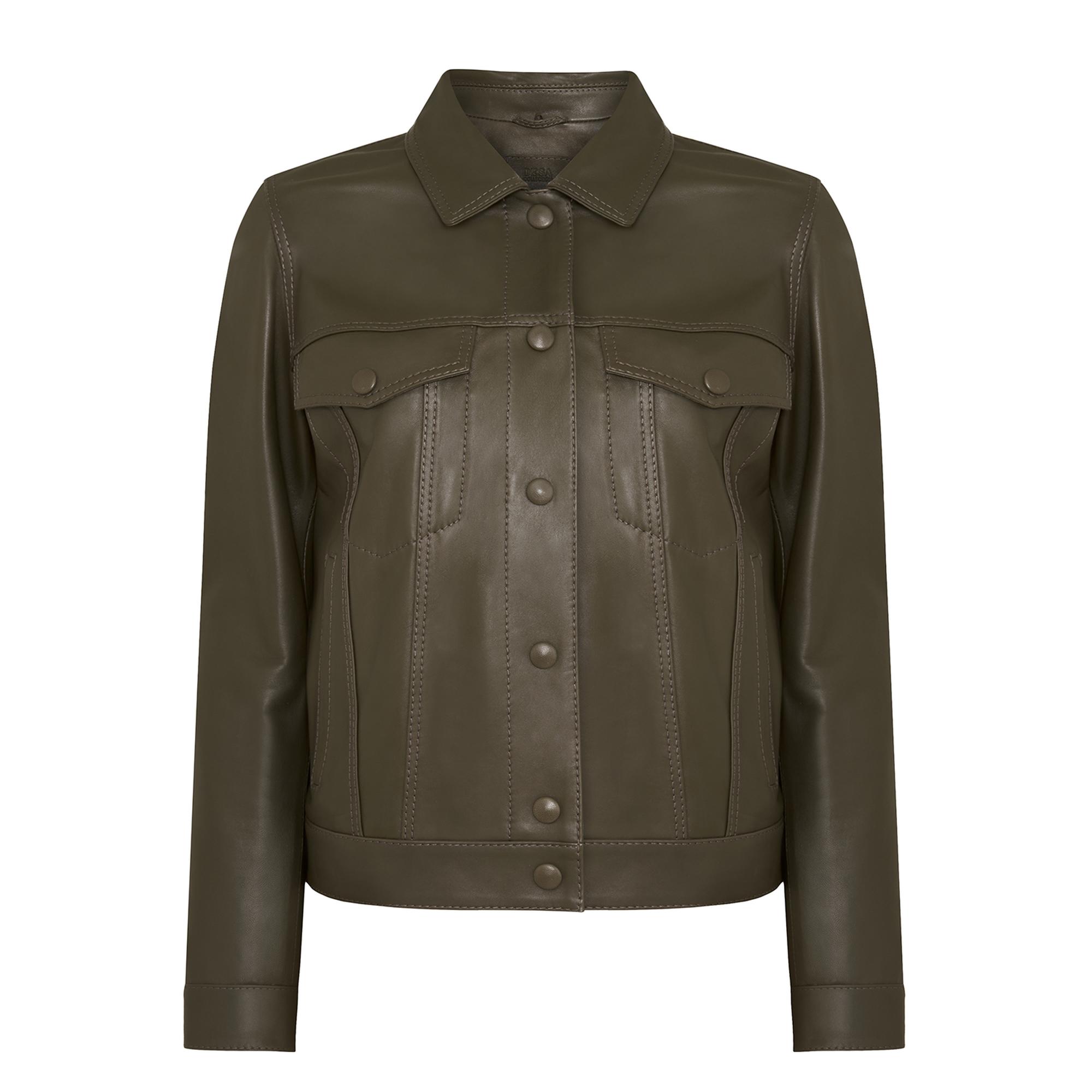 Alicia Haki Kadın Deri Kapüşonlu Ceket