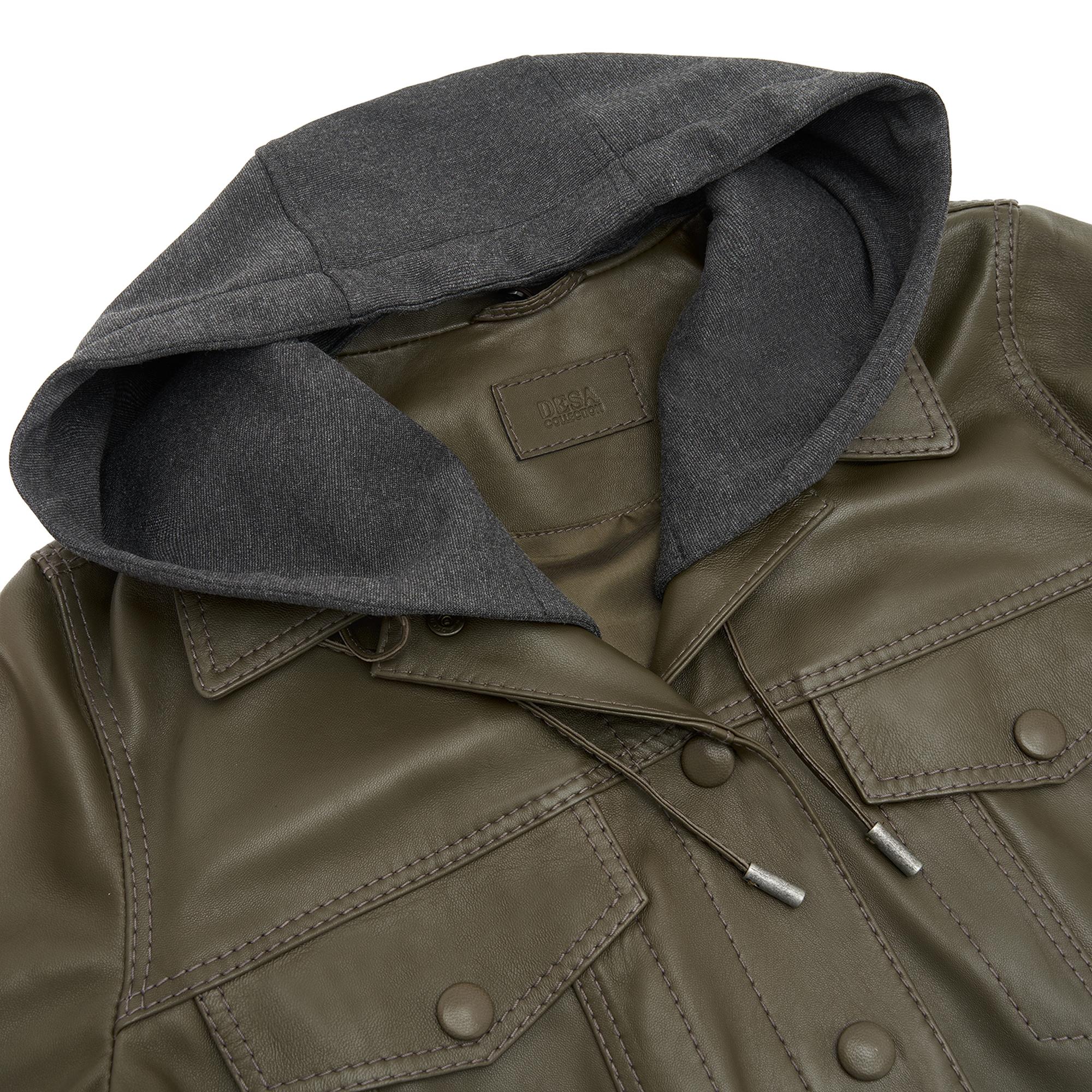 Alicia Haki Kadın Deri Kapüşonlu Ceket