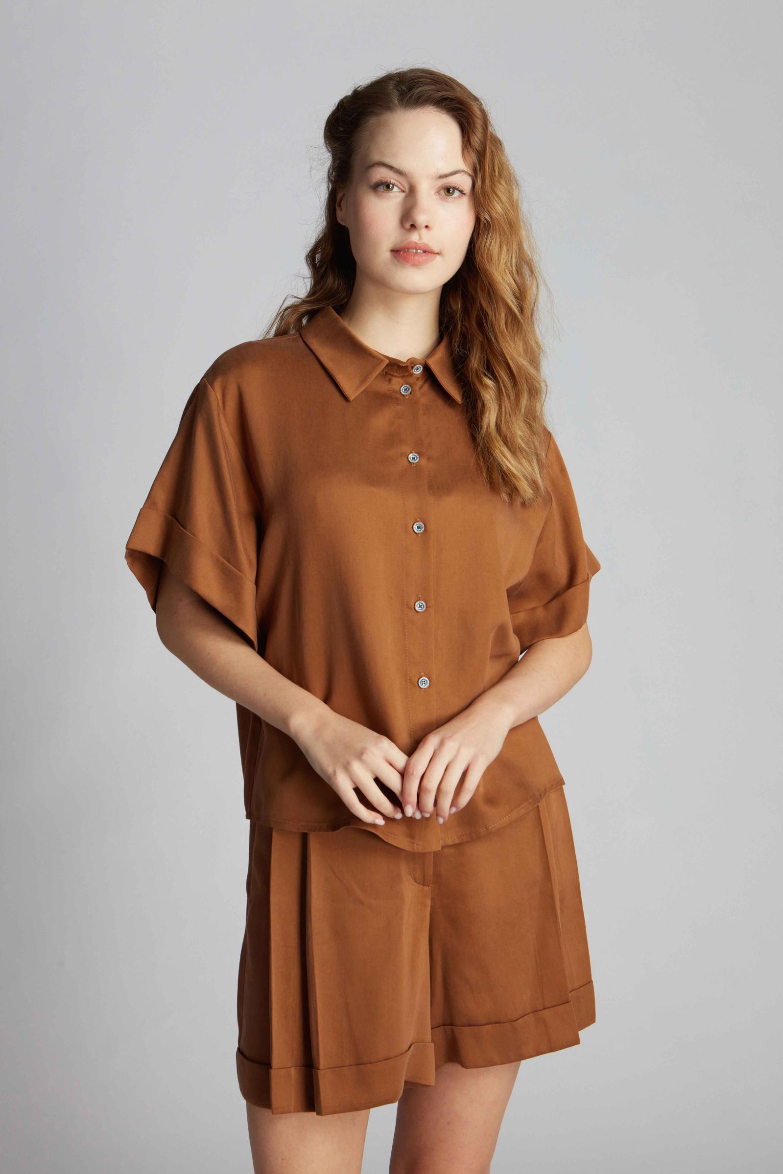  Kadın Gömlek 23674 134 - Brown Sugar