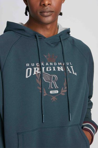  Erkek Kapüşonlu Sweatshirt 23003 353 - Space green