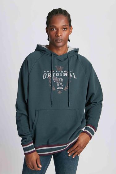  Erkek Kapüşonlu Sweatshirt 23003 353 - Space green