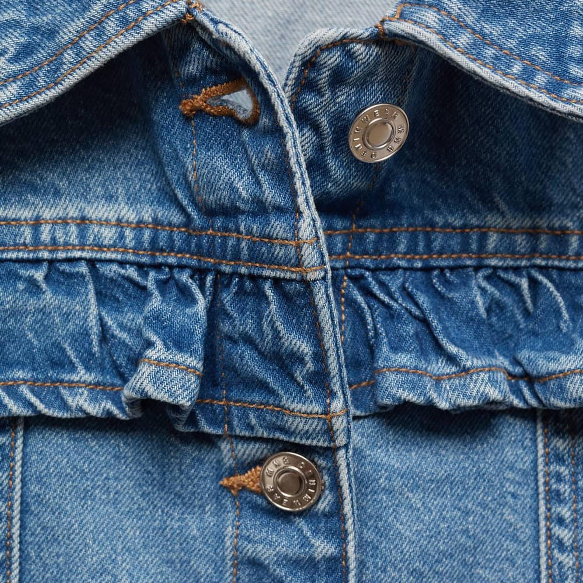 Mango Çocuk Volanlı Denim Mont Donuk Mavi