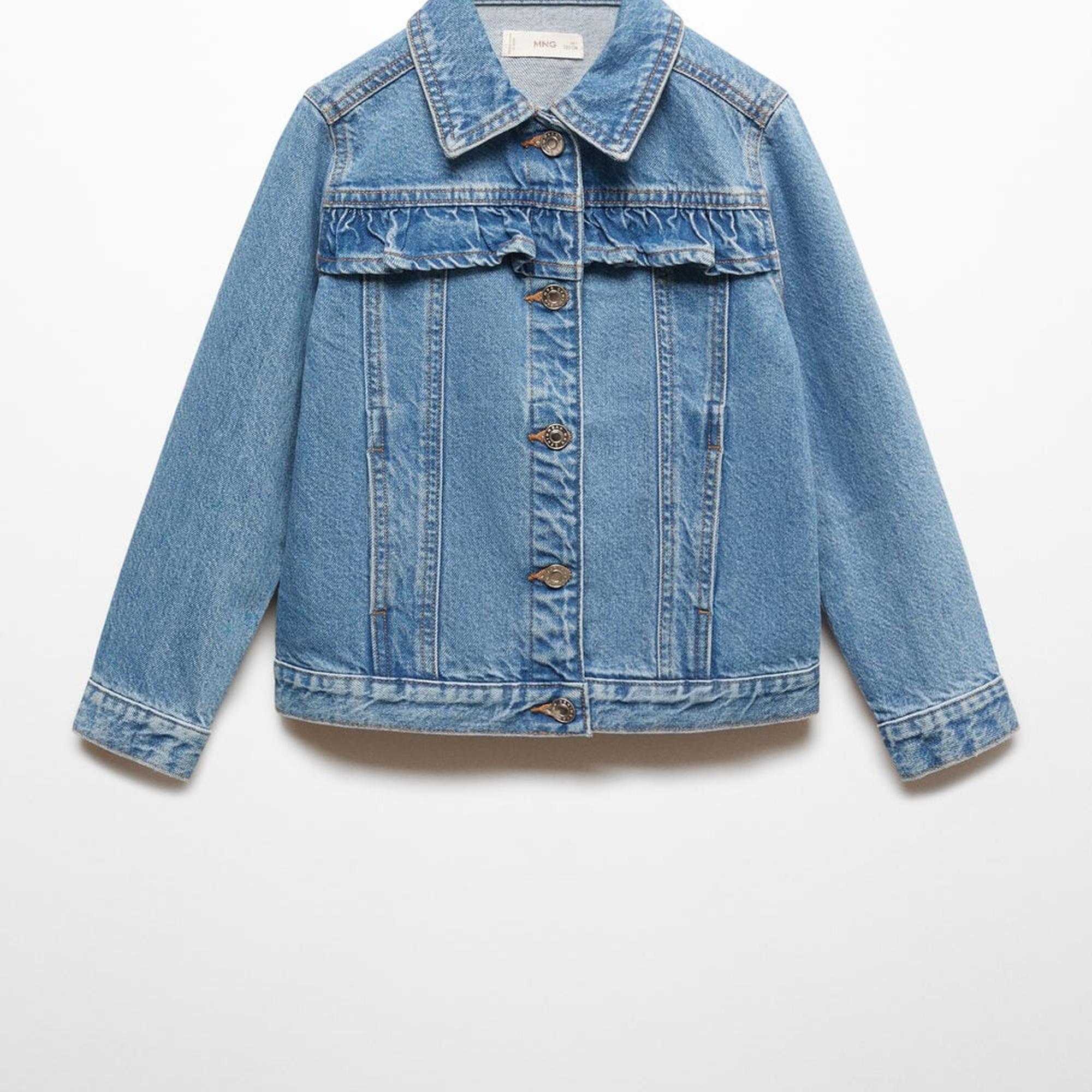 Mango Çocuk Volanlı Denim Mont Donuk Mavi