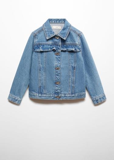  Mango Çocuk Volanlı Denim Mont Donuk Mavi