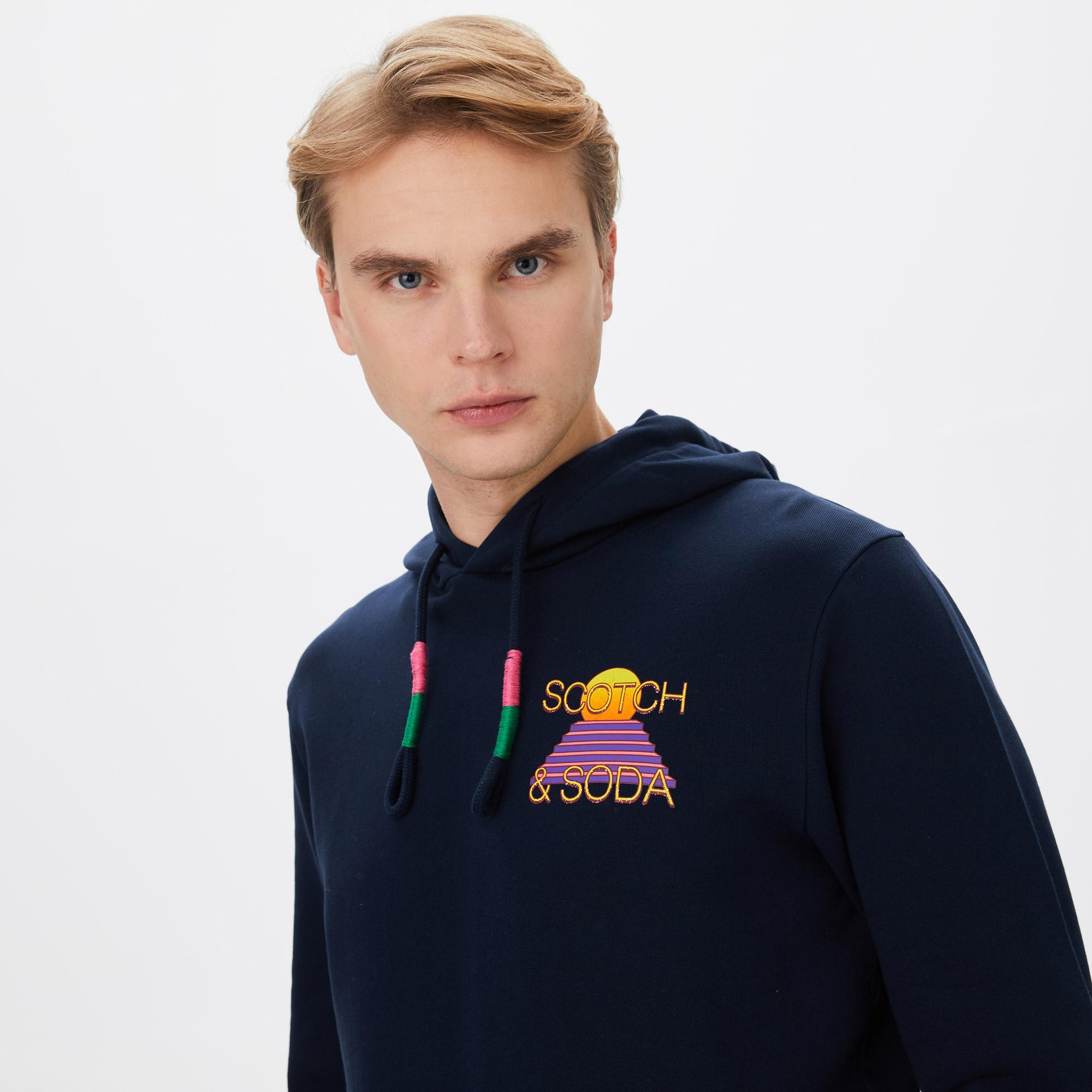 Scotch & Soda Erkek Siyah Hoodie Sweatshirt
