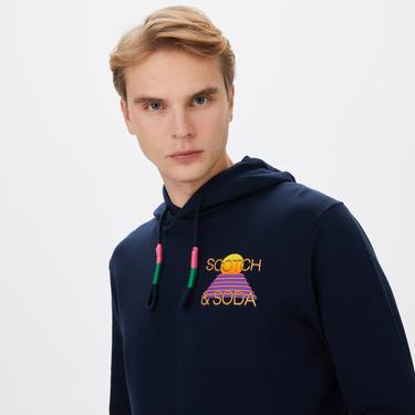 Scotch & Soda Erkek Siyah Hoodie Sweatshirt